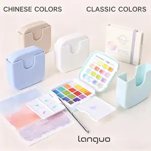 New Mini Square Box Solid Watercolor Paint Set, Portable Travel Design Art Palette, Watercolor Painting Supplies, Ideal for Christmas Cards and Holiday Illustrations