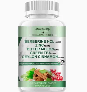 GREENPEOPLE Berberine Supplement with Ceylon Cinnamon - Berberine 1500mg Activates AMPK & GLP-1 Berberine HCL Capsules with Bitter Melon/Artichoke Extracts & Natural Herbs for Immune Support 60 Count