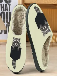 Cute Pocket Squirrel Cotton Slippers, Light, Soft Plush Lining, Casual Home Wear, Fall & Winter Comfort Shoes