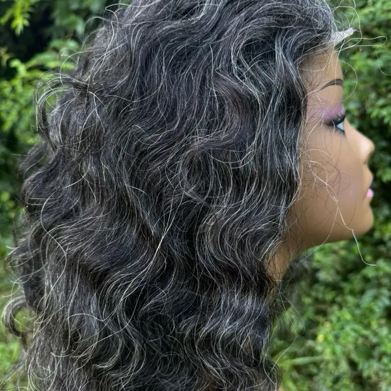 Raw Indian Curly Grey Wig