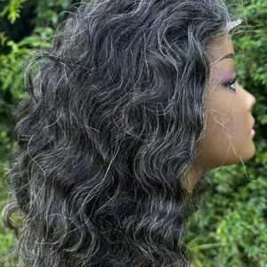 Raw Indian Curly Grey Wig