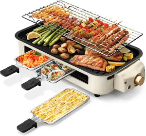 Non-Stick Electric Smokeless Indoor Grill, Portable Korean BBQ Grill with Removable Dishwasher Safe Plates and Adjustable Temperature Control