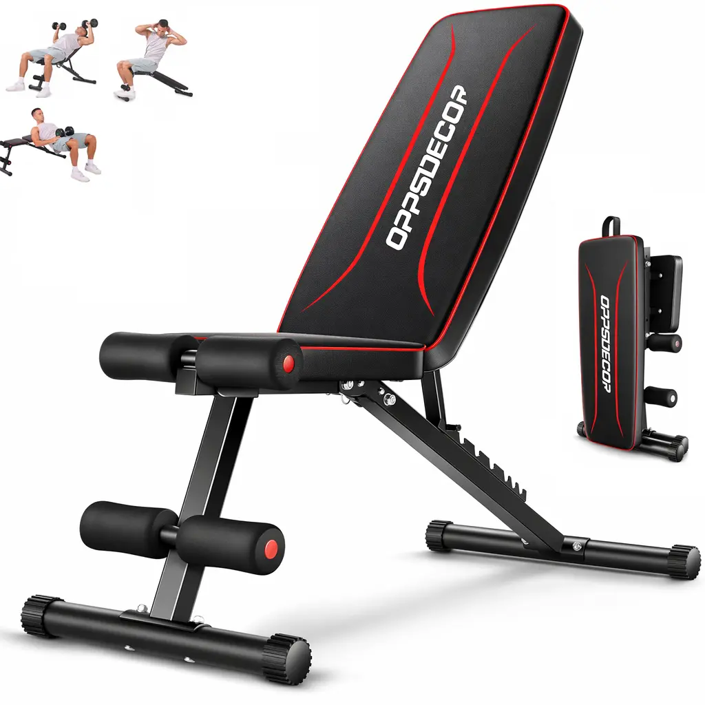 OPPSDECOR Adjustable Weight Bench for Home Gym, 660LBS Capacity Workout Bench with 8 Backrests for Chest Shoulders Arms, Compact and Foldable Strength Bench for Small Space Apartment Room,Wider Seat,summerwins,father'sdaygifts(Black,White,Pink)