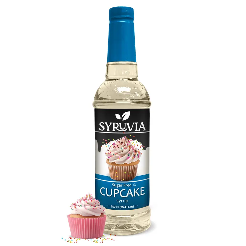 Syruvia Sugar-Free Cupcake Coffee Syrup - 25.4 fl oz Premium Coffee Flavoring. 0 Calories, Kosher and Gluten-Free. Ideal for Drinks, Shakes & Desserts