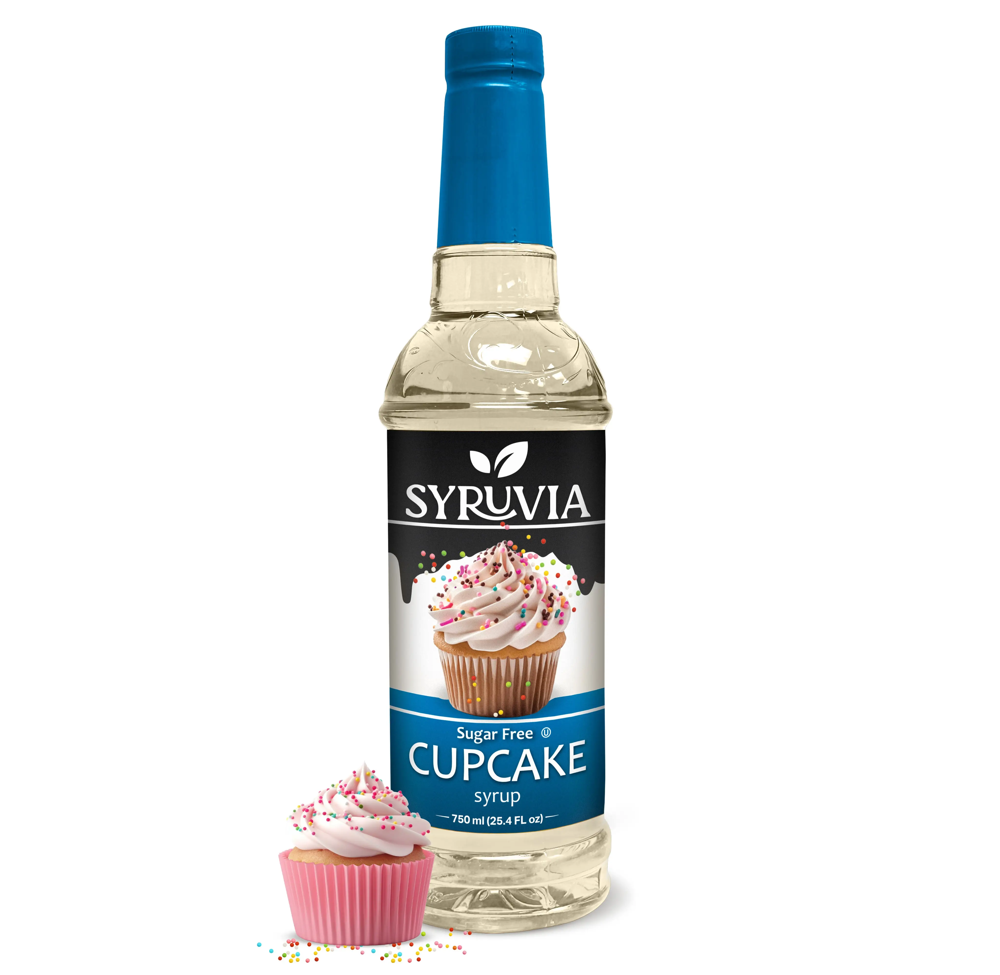 Syruvia Sugar-Free Cupcake Coffee Syrup - 25.4 fl oz Premium Coffee Flavoring. 0 Calories, Kosher and Gluten-Free. Ideal for Drinks, Shakes & Desserts