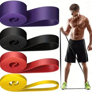 Resistance Bands Set 4-Pack for Legs Glutes Home Gym Yoga Pilates Fitness Ideal for Strength Training & Flexibility Purple Black Red Yellow Stretching Gear