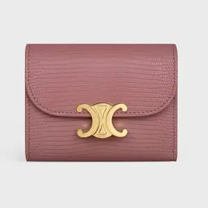 Pre-owned Celine leather Small Leather Goods SMALL FLAP WALLET TRIOMPHE LIZAR D