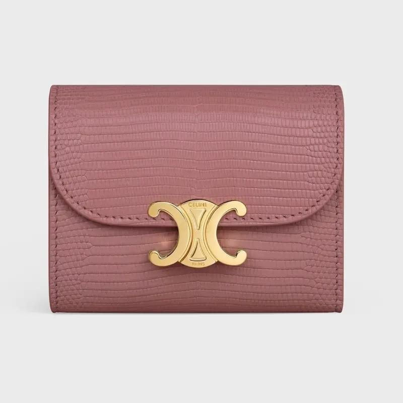 Pre-owned Celine leather Small Leather Goods SMALL FLAP WALLET TRIOMPHE LIZAR D