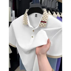 Fashion luxury brand short sleeve polo shirt men new personalized letter color blocked-end casual breathable lapel T-shirt Menswear Top