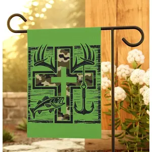Christian Hunting Fishing Garden Flag: Religious Outdoor Yard Decor