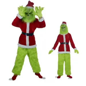 Christmas Green Furry Monster Grinch cosplay costume Santa Claus outfit party costume