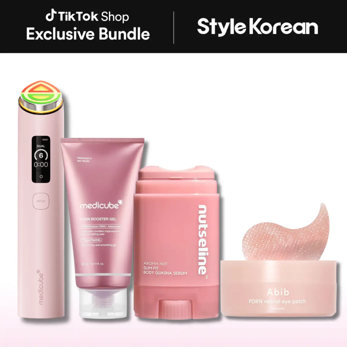 [StyleKorean] Pink Firming Skin & Body Set | Sculpting, Lifting,PDRN | Body Guasha Serum, PDRN Booster Gel, Age R Booster Pro X2 Pink, Eye Patch Glow Jelly