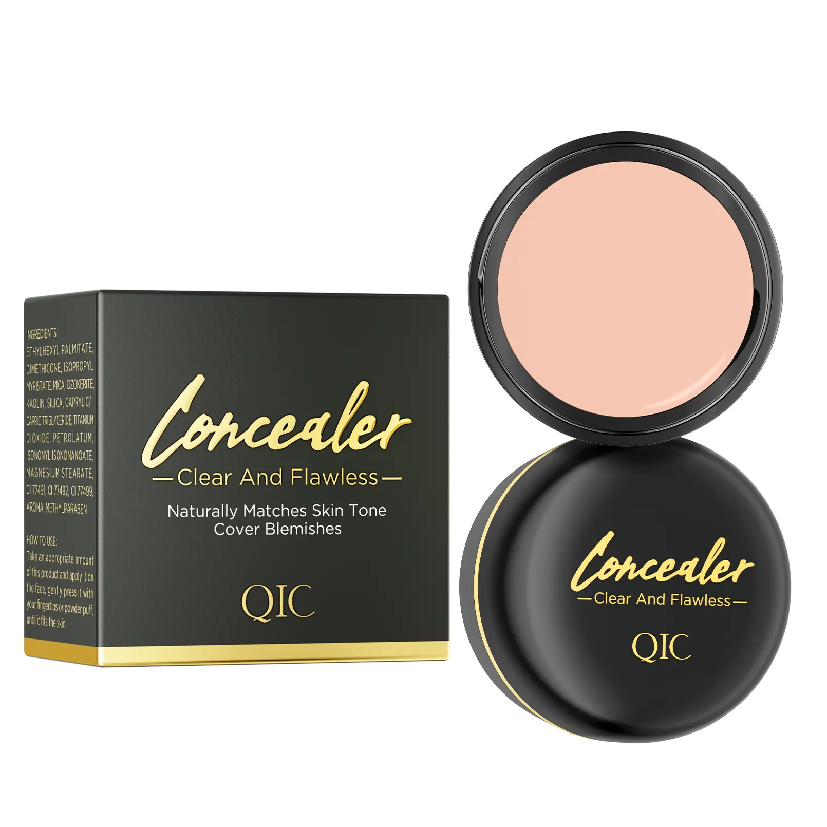 Soft Skin Cream Concealer by QIC, Waterproof Full Coverage Concealer, Invisible Pore Smooth Blendable Concealer, Longwear Flawless Concealer for All Skin Tones