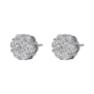 Flower VVS Moissanite Diamond Earrings men woman