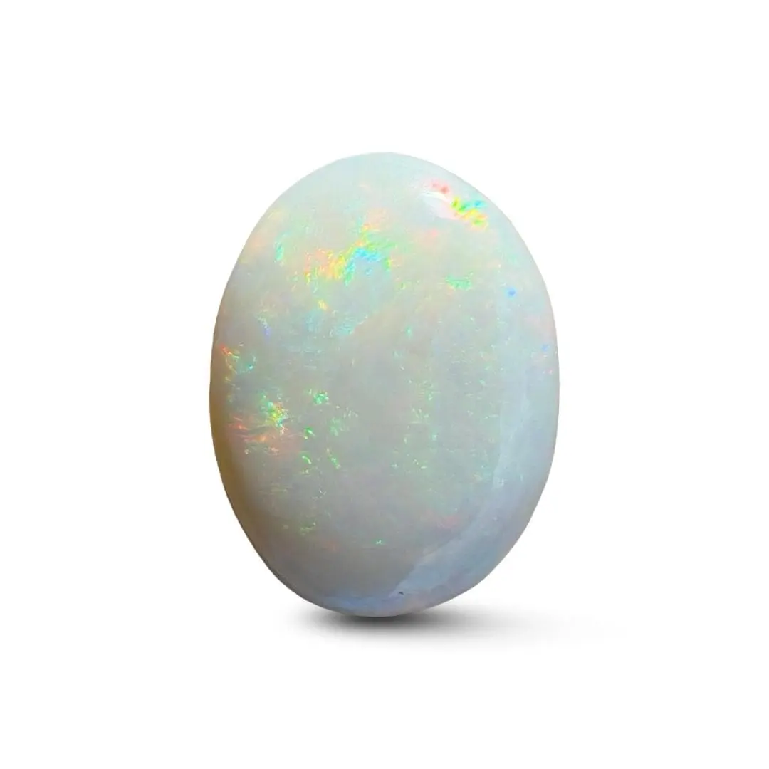 Natural White Opal Cabochon 5.21 ct — Coober Pedy Australian Solid Opal — Multicolor Fire Gemstone
