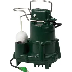 M98 Flow-Mate Sump Pump - 1/2 HP - Cast Iron - LED Power Plug - High Flow - Vortex Impeller - Stainless Steel Hardware - Factory Tested and Float Operated - Submersible Sump Pump - 115V