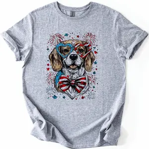 Beagle Patriotic Dog, USA, America, Pet Lover, 4th of July, Soft Style T-Shirt, Soft Style Tee, Women's Graphic Tshirt