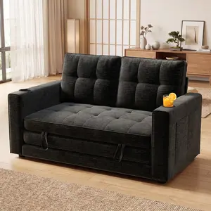 GuroMagicSofa 55" Convertible Sleeper Sofa Bed, 5-in-1 Corduroy Futon Couch for Small Spaces, Boneless Couch Floor Modular Sofa with Fixed-Shape Frame, For Guest Bed & Kids Play Area with Washable Cover,teddy sofa for Adults,No-Assembly