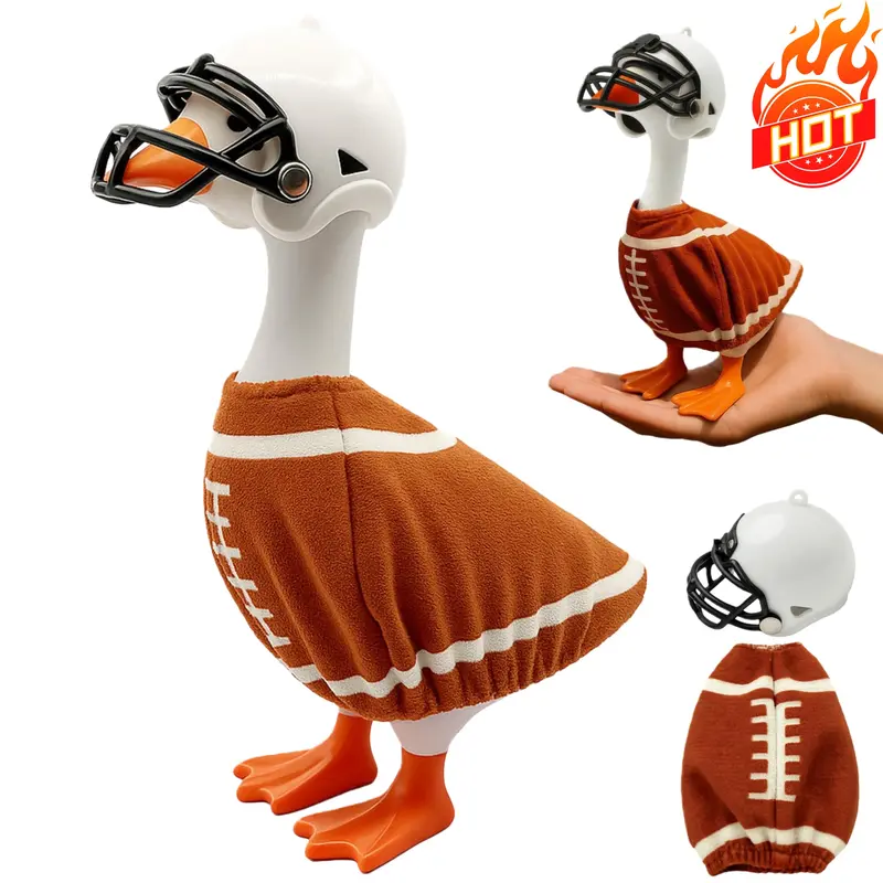7-in Sturdy Magnetic Desk Goose Figurine Decor with Adorable Interchangeable Polyester Sports Mini Outfit, Collectible Home Tabletop Decoration Items, Holiday Gift for Toys & Hobbies Specialty DIY Supplies