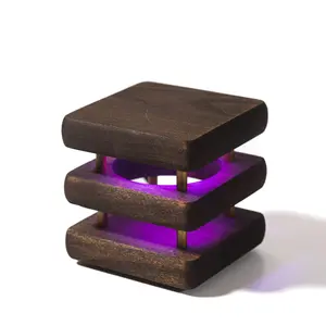 Friendship Lamps MINI Mid-Century Wooden Square Friendship Lamps - Kona Stain - Perfect Holiday Gift for Long-Distance Relationships