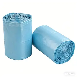 300 Counts, Blue Flat Mouth Trash Bags, Heavy Duty Garbage Bags for Kitchen Office Home,  Plastic Liners with Open Top