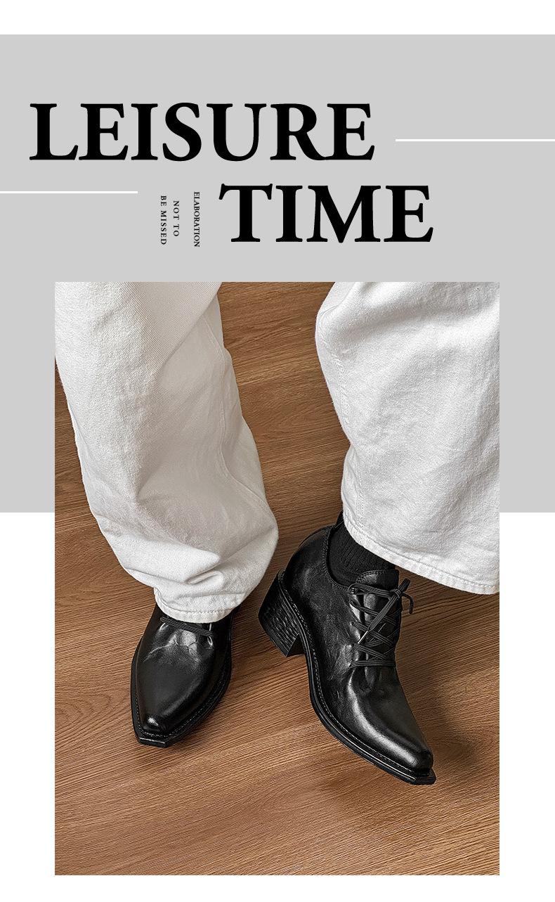New 2026 British vintage lace-up Derby shoes for men, 7 cm hidden height lift, casual and business formal styles, fashionable leather dress shoes