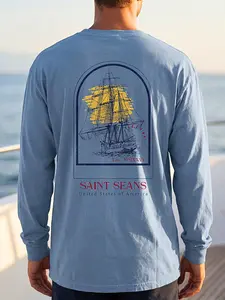 Saint Seans Nautical Crest Long Sleeve Shirt | Yacht Club Aesthetic