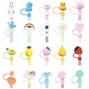 20 Pcs Mega-pack Straw Covers for Tumblers and other cups, Toppers for Standard Size Straws,,Reusable Animals Fruit Straw Tips Cover for Outdoor Home Kitchen Party Decor,Duck Dinosaur Sun Silicone Straw Cover Easter basket stuffers