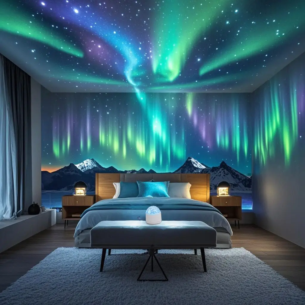 USB Powered LED Night Light with Remote Control, 16 Color Changing LED Projector Lamp, Decorative Starry Sky Projector Light for Bedroom, Game Room, C