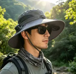 Lightweight and portable solar-powered fan cap - The ultimate cooling tool for outdoor adventures hat