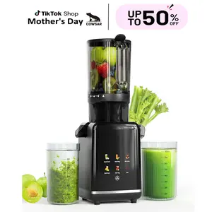 COWSAR Cold Press Juicer, 4.35" Large Feed Chute Electric Juicer Machine, High Juice Yield Slow Masticating Juicer for Whole Vegetables & Fruits, Easy Assemble & Cleaning