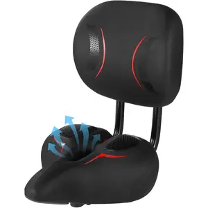 Seat with Backrest -  Bicycle Saddle with  Support, Wide  Padded PU Cushion Saddle, Universal Saddle Replacement for Tricycle, Height Adjustable, Black Red