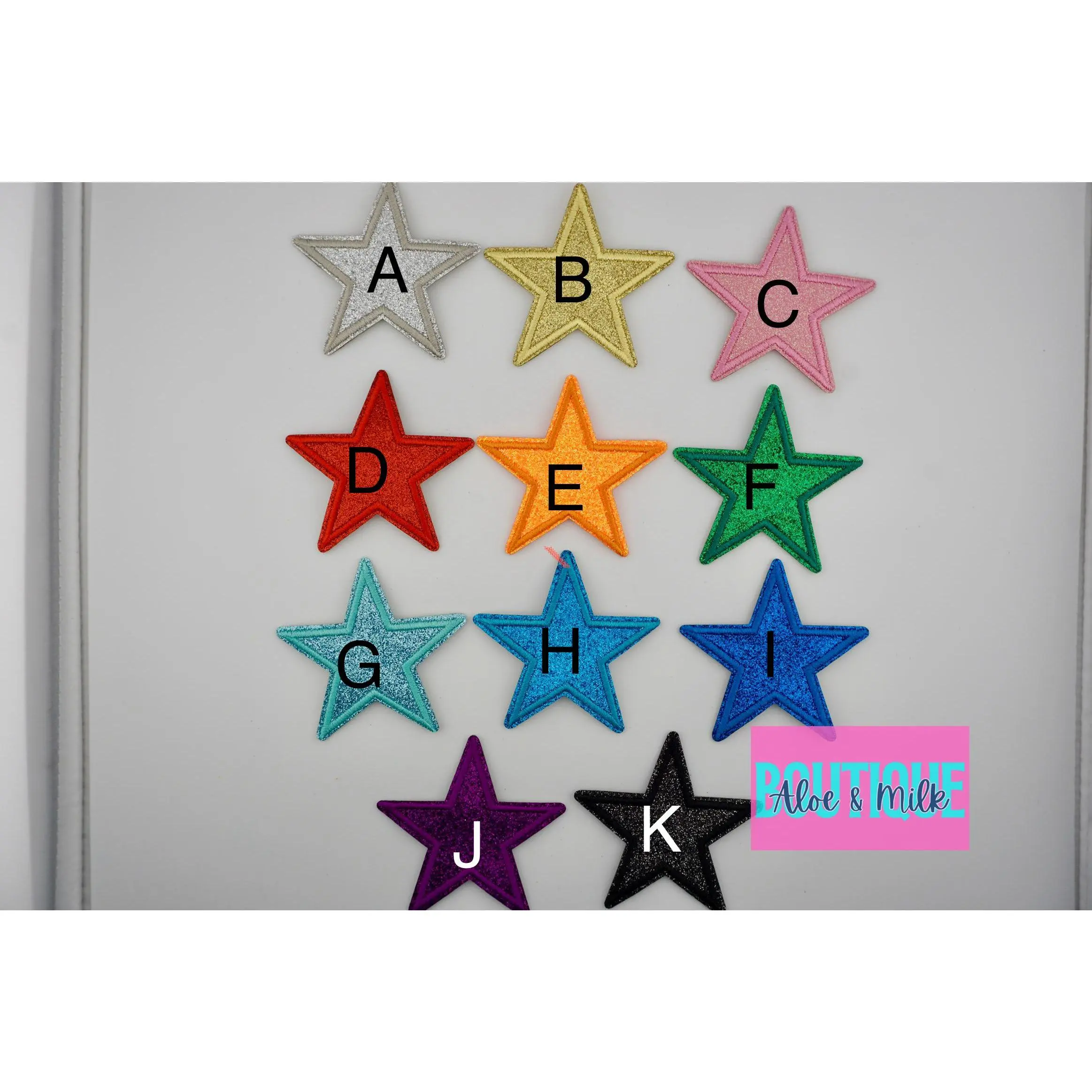 Fine Glitter Star patch, glitter stars, dance patches, sports patch, game day, cheer patches, star patches