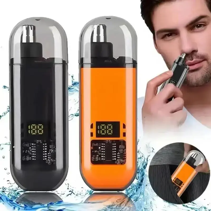 Nose Hair Trimmer for Men Women, Rechargeable Ear Hair Trimmer with LED Display, Waterproof Facial Hair Remover, Electric Eyebrow Trimmer, Portable Painless Grooming Kit