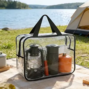 3/4/5/6/8/10 Pack Thick Transparent Large Capacity Plastic Storage Bags, Durable Zipper, Ideal for Travel, Clothes, Office Supplies, Home Organization