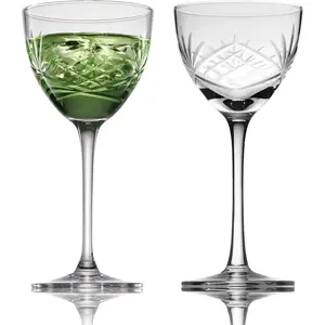 Nick and Nora Cocktail Glasses Set of 2 - Handcrafted 5 oz Lead-Free Crystal Glasses for Manhattan, Martini - Elegant Coupe Glass Design, Perfect for Home Bars and Gifting. Classic Drinkware