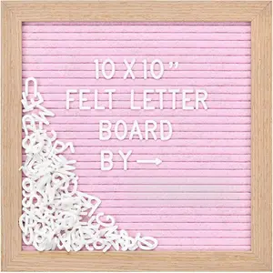 Felt Letter Board with 294 Letters, Numbers & Symbols - 10 x 10 inch Changeable Message Board with Wooden Frame Wall Mount Hook,  &