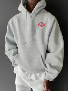 New Men's Fleece-lined Hooded Sweatshirt with MADE IN NORWAY Chest Print Design, Kangaroo Pocket, Stylish and Versatile, Casual, Sporty, Soft and Comfortable Fabric, Men's Hoodie for Autumn and Winter