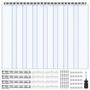fathersdaygift VEVOR Clear PVC Strip Curtain, 84 in Heightx 48 in Widthx 0.08 in Thickness, 8 PCS Walk in Freezer Cooler Curtain Strips, Thermal Insulating Plastic Door Strips for Warehouse, Freezer, Garage Doors