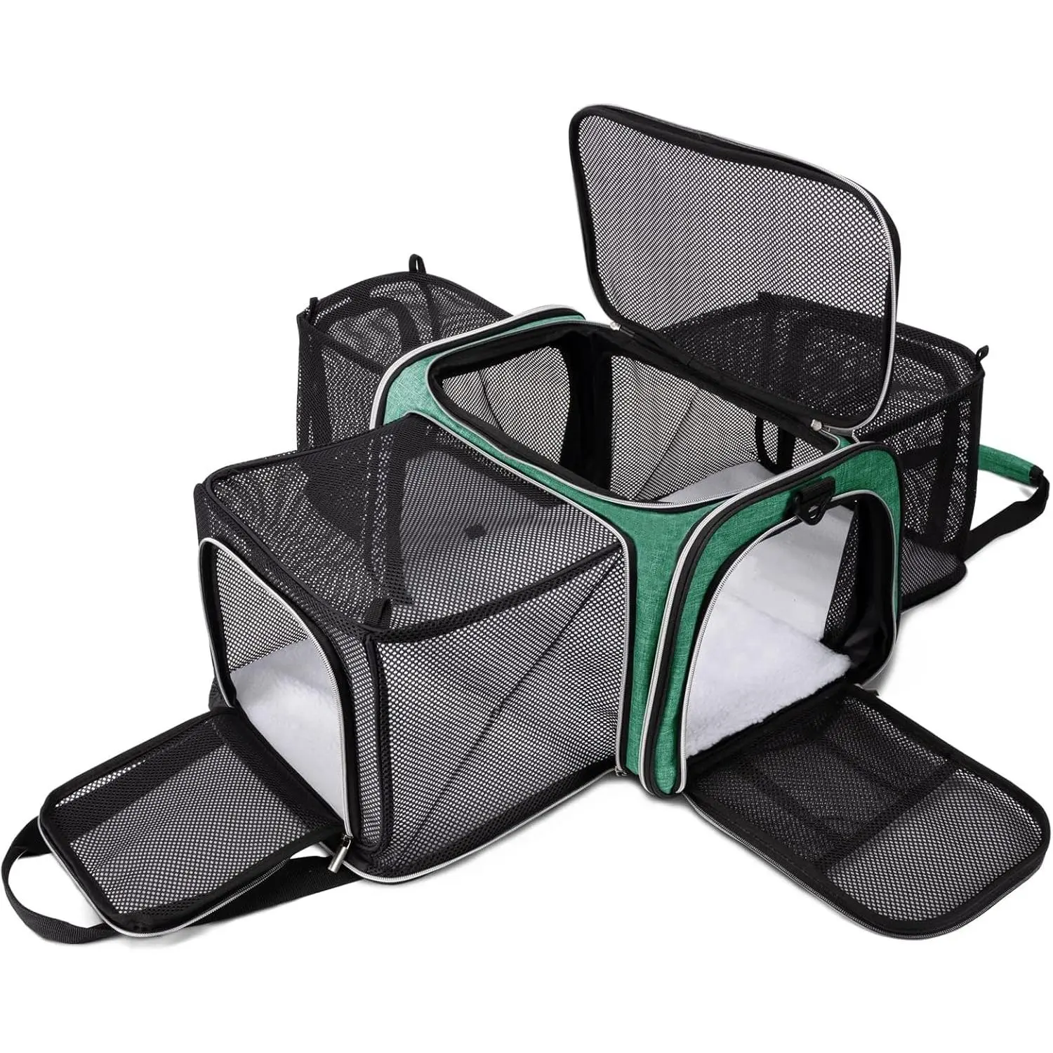 BAGLHER Cat Carrier Bag,Airline Approved Pet Carrier Soft Side Pet Travel 5 Sides Open Doors 3 Sides Expandable Foldable Dog Carrier with Fleece Pad