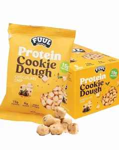 FUUL Protein Cookie Dough, Chocolate Chip Flavor, High Protein Bites, Low Sugar Snacks for Kids & Adults, Pre Workout & Post Workout Snacks, Shelf Stable, 15g per Bag, Pack of 8