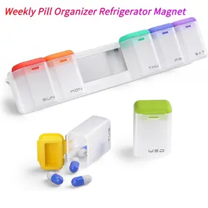 Weekly Pill Organizer Magnetic, Removable Pill Box 7 Day 1 Time a Day, Large Pill Case Travel, Week Once Daily Medication Dispenser, Medicine Container Holder for Supplement Vitamin，Weekly Pill Organizer Refrigerator Magnet