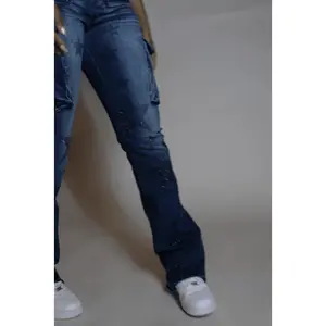 Kendrica Dark Wash Rhinestone Stacked Jean