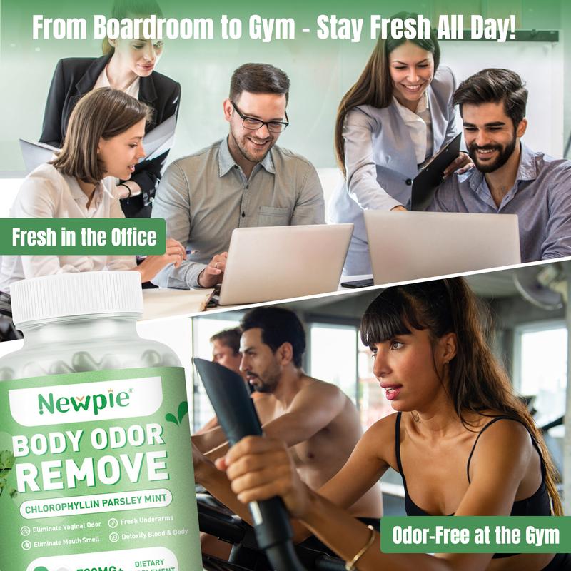 Body Deodorizing Supplement,Chlorophyll Pills for Men & Women,Natural Internal Odor Control Pills for Skin, Breath, and Gut Health, with Gluten-Free Complex,60 Capsules (60 Capsules)