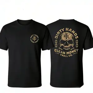 Dirty Hands Clean Money tee - Bold Skull Pattern Men's t shirts  Pullover Inspirational Struggle Clothing American Style Clothing Made in the USA