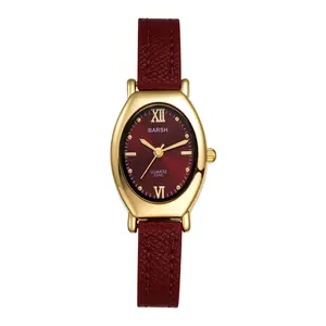 OIDEA Women's Fashionable Analog Watch - Gold-Plated Case, Quartz Accuracy, Adjustable Red PU Leather Strap, Stylish Casual Wristwatch for Women, Stylish Watch