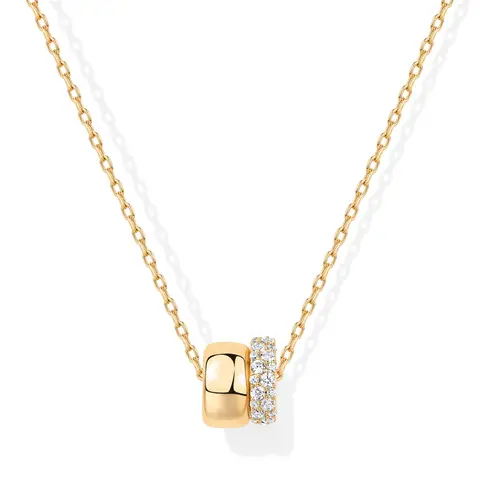 Women's Elegant Dainty Necklace - 14K Metal Coating Gold-Accented Circle Cubic Zirconia Pendant, 16.5"+2" Ext, Minimalist Everyday Wear Choker, Jewelry for Women with Valentine-Ready Sparkle