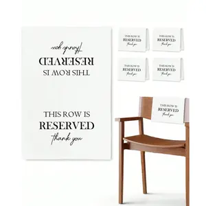 Reserve Seat Chair Signs Set of 4, Church Pew Cloth Place Holders, Wedding Decorations, Banquet, Celebration Events, Meeting ()