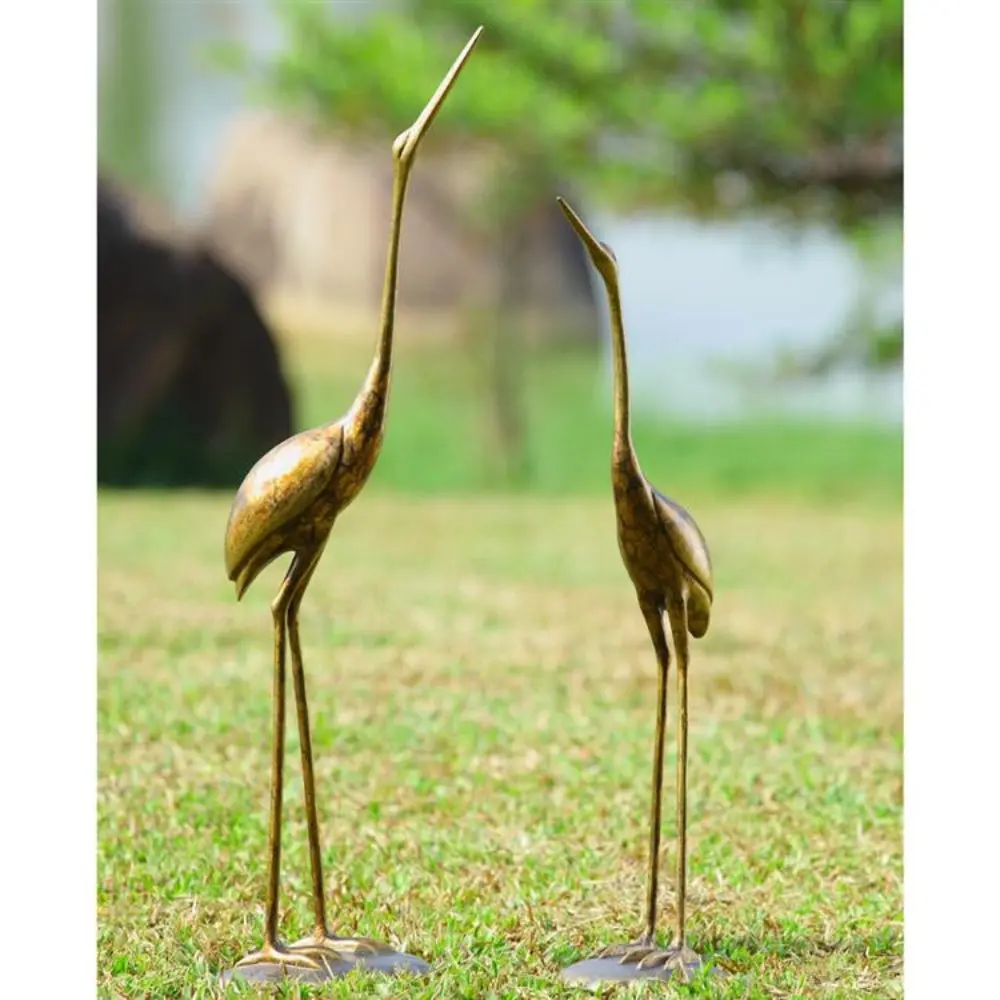 SPI Home Crane Pair – 29" H Bronze Metal Coastal Bird Sculptures for Indoor or Outdoor Decor