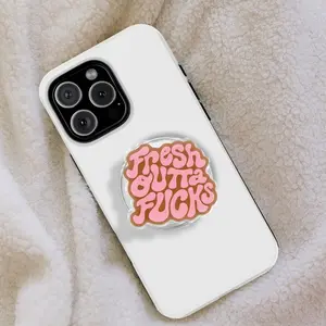 Fresh Outta Fucks Magsafe Phone Grip – Bold Pink Text Magnetic Phone Stand, Funny Kawaii Phone Accessory, Edgy Gift for Her